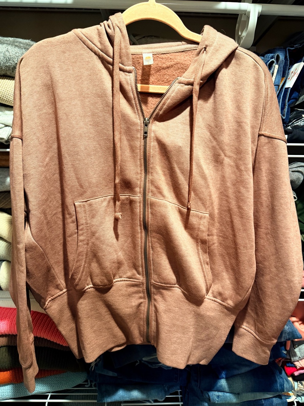 mono b Mauve Rose Taupe Zip-Up Hoodie NWT